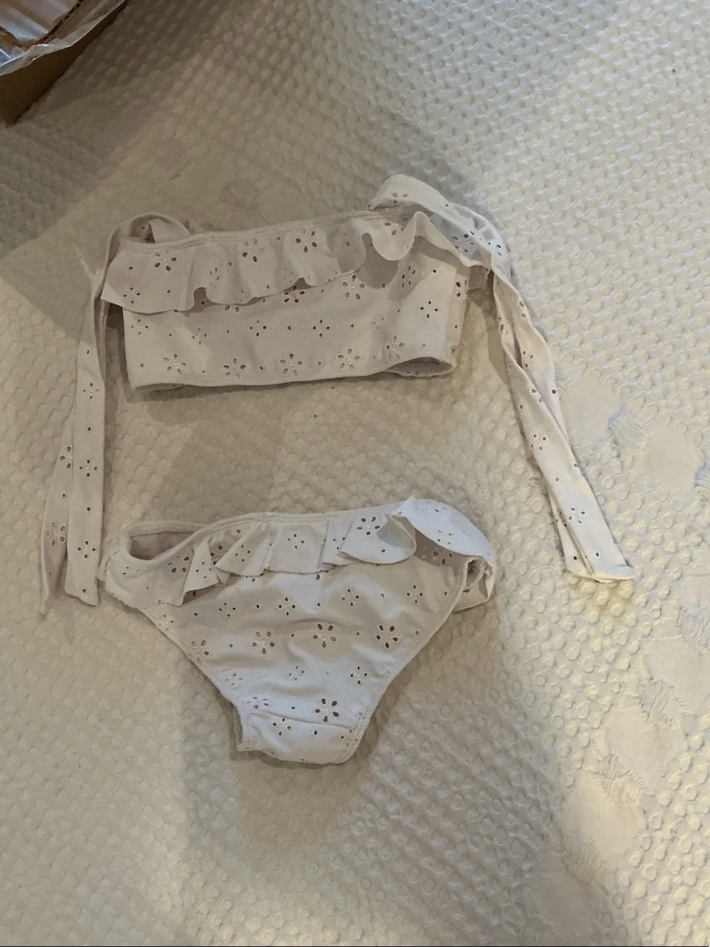 Crewcuts White Eyelet Ruffle Bikini Set for Girls